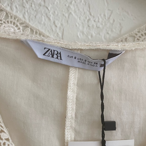 ZARA - Embroidered Ruffle Collared Long Sleeve Blouse in Ivory (NWT) - Size : S - Picture 11 of 14